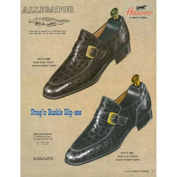 Vintage Hanover Exotic Alligator Monk Strap Loafers Brown Dress Shoes Italy 9C - Picture 3 of 12